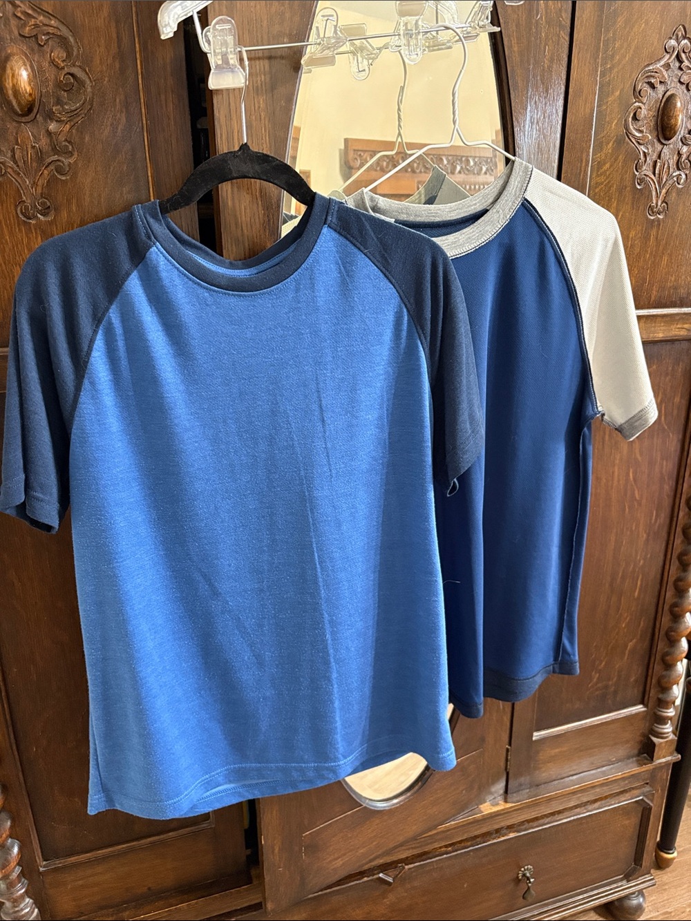 George Boys' Blue Raglan Short Sleeve Tee with Navy Sleeves